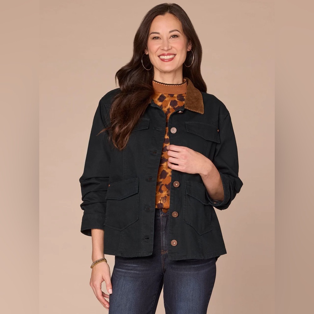 Democracy Black Jacket with Brown Collar nwt size s